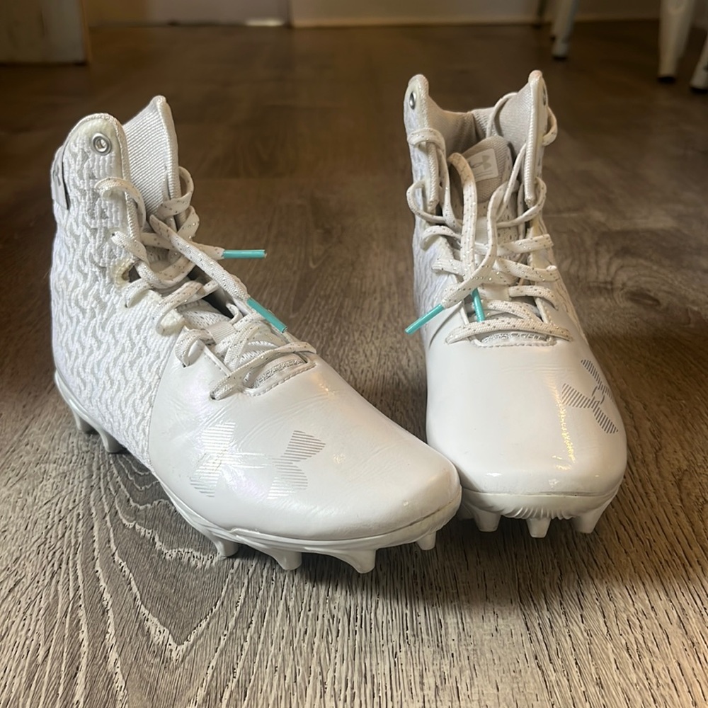 Under Armour High Top Lacrosse Cleats White/Silver Size: Wmns 5.5